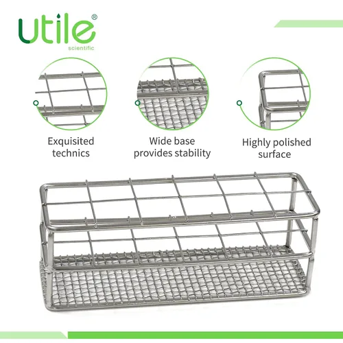 Vista 3 de Utile Estante 2pcs del tenedor del tubo de ensayo del acero inoxidable de 12 agujeros, conveniente para el diámetro del tubo de ensayo por debajo
