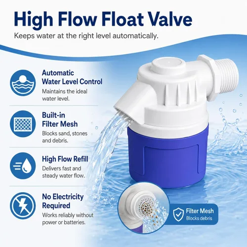 Vista 2 de Válvula de flotador de agua automática roscada NPT de 1 pulgada, válvula de control automático de nivel de agua de PVC resistente para canal de agua
