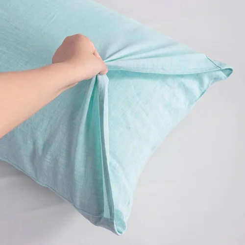 Vista 6 de NTBAY Fundas de almohada de lino francés – Teñidas con hilo, paquete de 2, fundas de almohada estándar de 100% lino, fundas de almohada lavadas