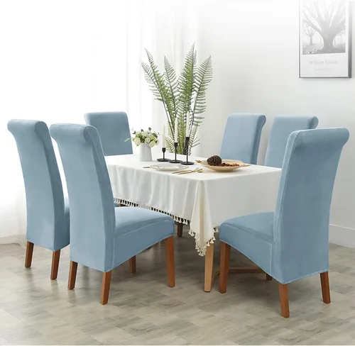Vista 6 de Juego de 6 fundas de terciopelo para sillas con respaldo alto, fundas elásticas para silla, lavables, extraíbles y lavables, fundas de asiento