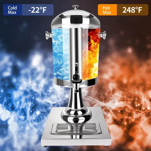 Vista 2 de Dispensador de bebidas con soporte, dispensador de bebidas para fiesta, dispensador de tarro de agua de acero inoxidable con recipiente de hielo