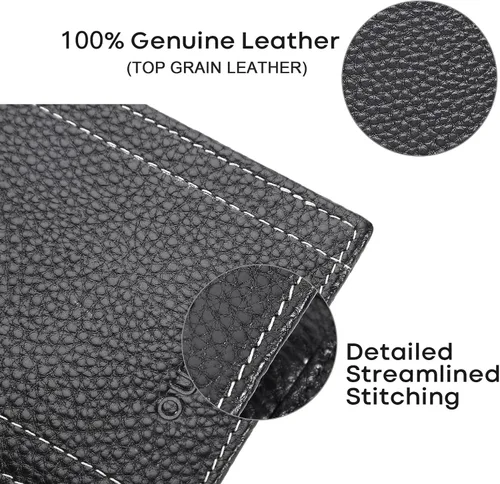 Vista 5 de Billetera para hombre billetera pequeña con bolsillo frontal bloqueo RFID carteras delgadas de cuero de grano superior tarjetero para tarjetas