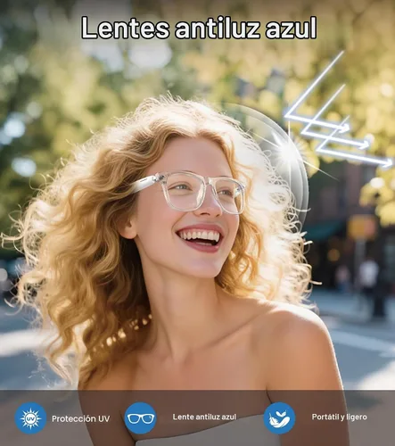 Vista 5 de Lentes inteligentes AI, lentes Bluetooth de traducción en tiempo real para hombres y mujeres 116 Languages & Accents Translator Device, Blue Light