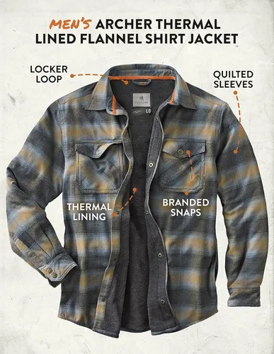 Vista 4 de Legendary Whitetails Archer Chaqueta tipo camisa de franela con forro térmico para hombre