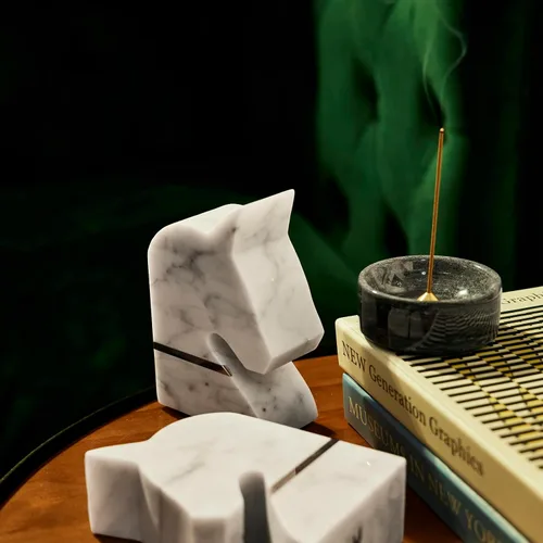 Vista 5 de Juego de soportes de incienso 100% mármol, quemador de incienso japonés, colector de cenizas, soporte de incienso con palo de incienso de sándalo