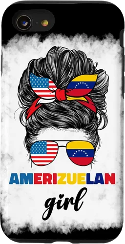 Vista 18 de iPhone 16 Half American And Venezuelan USA Venezuela Flag Girl Funda para mujer