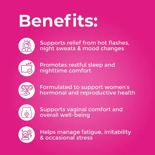 Vista 4 de ZENZSUAL Bye Bye Menopausia con melatonina – Apoyo natural para la menopausia para mujeres – sofocos, sudores nocturnos, equilibrio hormonal y sueño