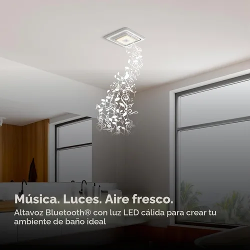 Vista 5 de Broan-NuTone® Roomside Series - Ventilador de escape de baño con altavoz Bluetooth con luz LED, 70 CFM 2 Sones, ENERGY STAR