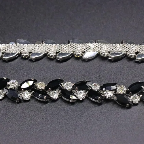 Vista 4 de Jerler Borde de diamantes de imitación de 1 yarda, aplique de cadena de diamantes de imitación, ideal para decoración de bricolaje y adornos de ropa