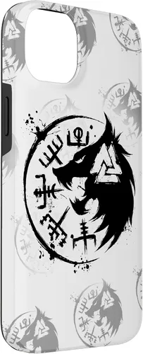 Vista 3 de iPhone 14 Plus Fenrir Wolf Fenris-Wolf - Viking Vegvisir Valknut Case