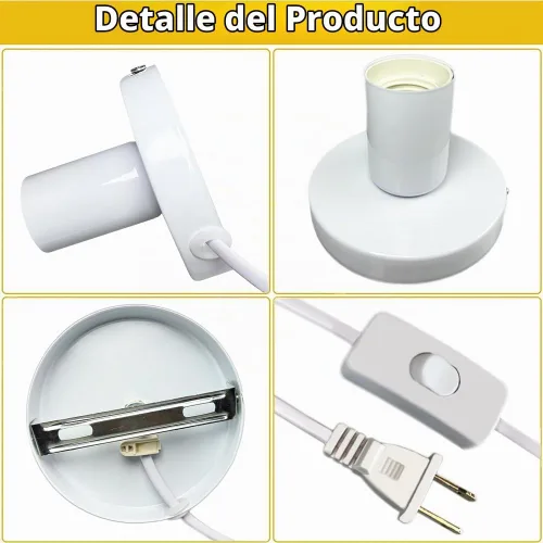 Vista 3 de DBKMPZ Base de lámpara de mesa industrial, base de lámpara E26 E27 sin sombra, mini lámpara de escritorio corta Base de bombilla expuesta, soporte
