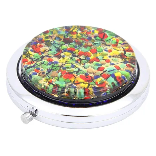 Vista 2 de GlassOfVenice Millefiori Espejo compacto plegable de cristal de Murano - Prado dorado
