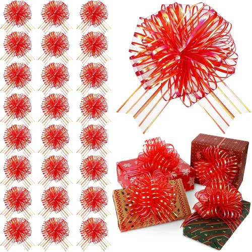 Vista 9 de Poen 24 Piezas Lazos de Organza con Cordón de Navidad de 6 Pulgadas Lazos Grandes de Cinta para Envolver Regalos Manualidades para Envolver Regalos