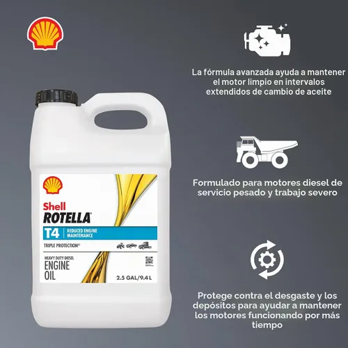 Vista 3 de Shell Rotella T4 Triple Protection 15W-40 Aceite para motor diésel, 2.5 galones