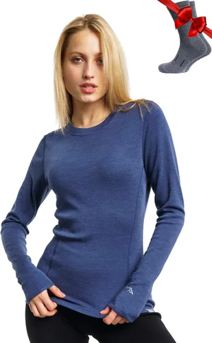 Vista 18 de 100% lana merino capa base mujer - camisa térmica de manga larga con 165 gris carbón