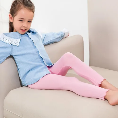 Vista 5 de Leggings básicos para niñas, paquete de 3 leggings de algodón básicos, leggings ajustados hasta el tobillo