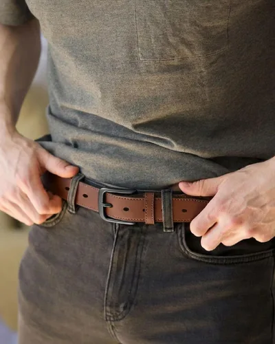 Vista 2 de CHAOREN Cinturones de cuero para hombre - Cinturón de 35mm de cuero genuino para jeans - Regalo para hombre para vestir casual