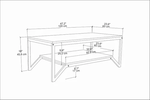 Vista 2 de Flora - Mesa auxiliar rectangular moderna de diseño industrial de 47 pulgadas de ancho, parte superior de madera con acabado de mármol, marco