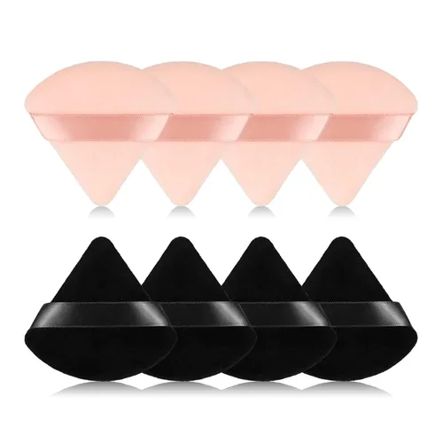Vista 14 de 8 piezas de esponjas triangulares para polvo de maquillaje, hechas de terciopelo súper suave, diseñadas para contornear, ojos y esquinas, contenedor