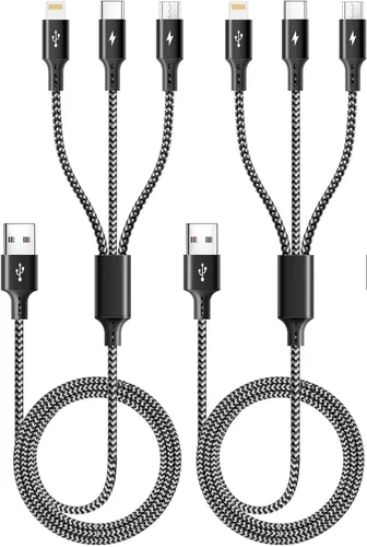 Vista 8 de ASICEN Cable de carga múltiple 3 en 1, cable de carga múltiple trenzado, cable de carga USBC, cable de carga USB universal con puerto tipo C/micro