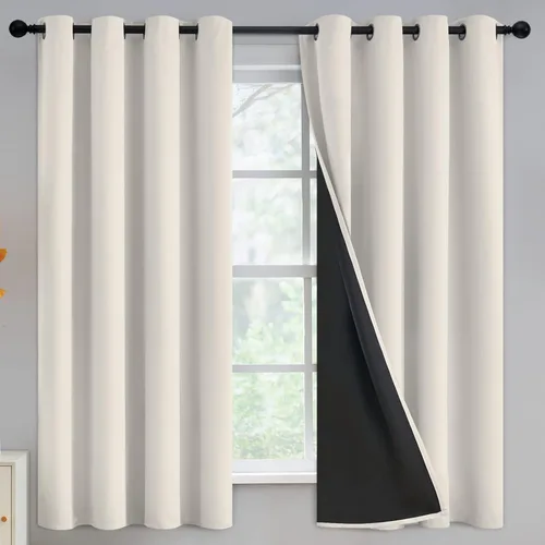 Vista 196 de Yakamok Cortinas negras, cortinas de ventana con aislamiento térmico y eficiencia energética para dormitorio, cortinas opacas completas y cortinas