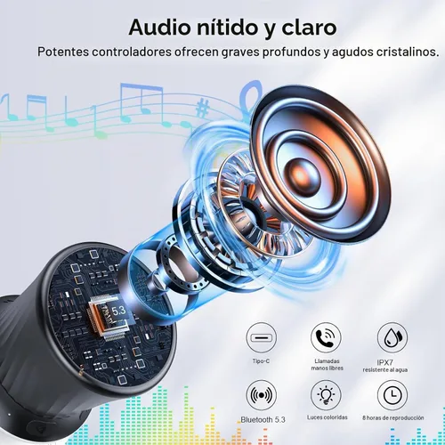 Vista 2 de Altavoz de ducha giratorio Bluetooth con luces RGB, altavoz portátil impermeable IPX5 con ventosa, mini altavoz Bluetooth 5.3 de graves profundos