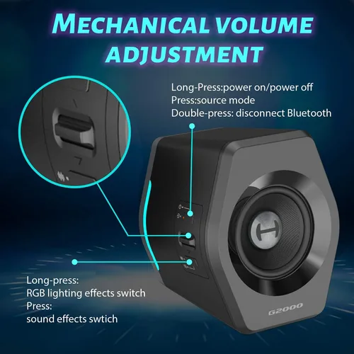 Vista 5 de Edifier G2000 32W Altavoces de PC para Juegos de Computadora para Laptop Mac Computadora de Escritorio Altavoces Woofer Bluetooth USB Entradas AUX
