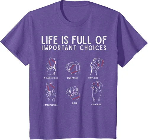 Vista 64 de Tipos de béisbol Pitches Life Choices Jugador Camiseta