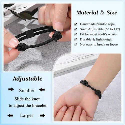 Vista 4 de UNGENT THEM Cross Braided Rope Bracelets for Couples, Christmas Valentines Graduation Easter Christian Baptism Gifts