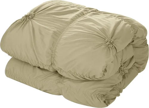Vista 6 de Chic Home Juego de edredón de color gris topo, tamaño King (6 piezas), Halpert - Ropa de cama de microfibra plisada con diseño de pintuck, fundas