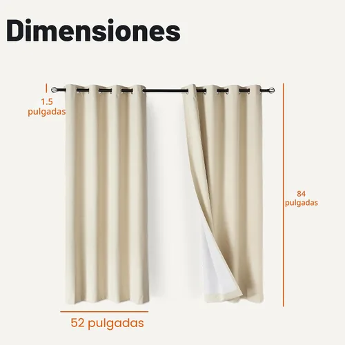 Vista 5 de Amazon Basics Cortinas 100% opacas con ojales, 2 paneles, 52 x 84 pulgadas, beige