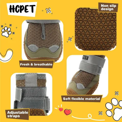 Vista 5 de Hcpet - Zapatos para perros, para perros grandes, botines transpirables para perros pequeños y medianos, botas antideslizantes para perros