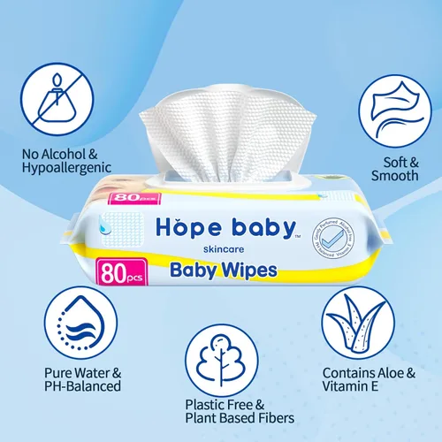 Vista 2 de Toallitas para pañales para niños pequeños, 480 unidades, toallitas húmedas puras sensibles con dispensador abatible, hipoalergénicas