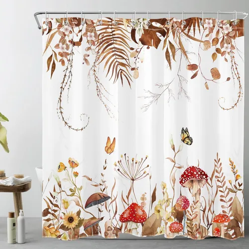Vista 14 de LB Cortina de ducha espeluznante de Halloween, lindo fantasma en flores, árbol negro, luna llena, cortinas de ducha para baño, tela de poliéster