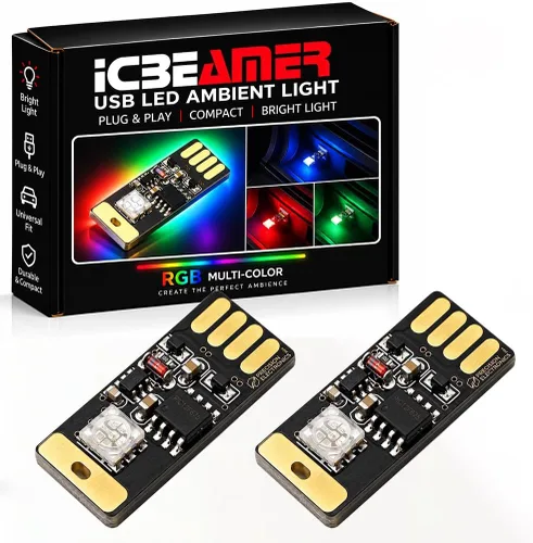 Vista 7 de ICBEAMER Paquete de 1 luz LED USB mini (rojo) Kit de iluminación de acento interior/nano para coche, enchufe directo, iluminación ambiental