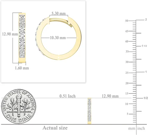 Vista 5 de Dazzlingrock Collection - Pendientes de aro redondos de oro de 10 quilates con diamantes blancos