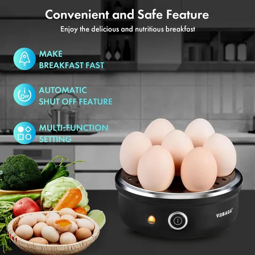 Vista 2 de VOBAGA Cocedor Eléctrico de Huevos, Hervidor Rápido de Huevos con Apagado Automático para Huevos Pasados por Agua, Término Medio, Duros, Escalfados