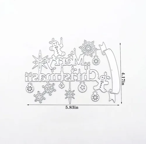 Vista 4 de Troqueles de metal de Feliz Navidad para hacer tarjetas, plantillas de corte para álbumes de recortes, álbum de fotos, plantilla de estampado