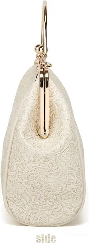 Vista 3 de Bolso retro para mujer, bolso de hombro con cierre de beso, de piel sintética, con encaje