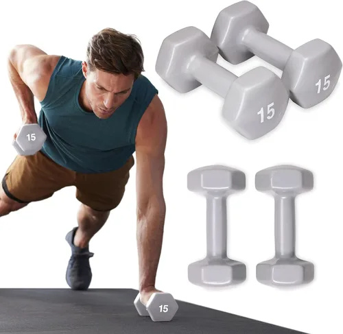 Vista 10 de SPRI Juego de 2 mancuernas de mano con revestimiento de vinilo para ejercicio y fitness, equipo de gimnasio en casa, entrenamiento de fuerza, pesas