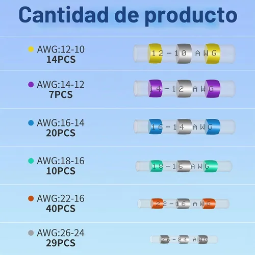 Vista 2 de ZIPCCI 120 piezas de conectores de cable de sellado por soldadura - Kit de conectores de tope termorretráctiles para cableado eléctrico