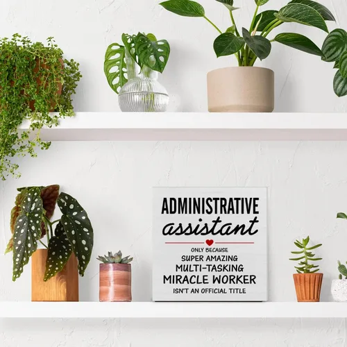 Vista 5 de Asistente administrativo de agradecimiento, caja decorativa de madera, letrero de caja de madera, asistente de administración, regalos