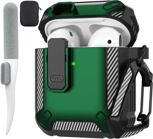 Vista 10 de Maxjoy Funda para AirPods Pro 3 2025, MagSafe compatible con bloqueo automático, funda protectora a prueba de golpes con soporte para teléfono