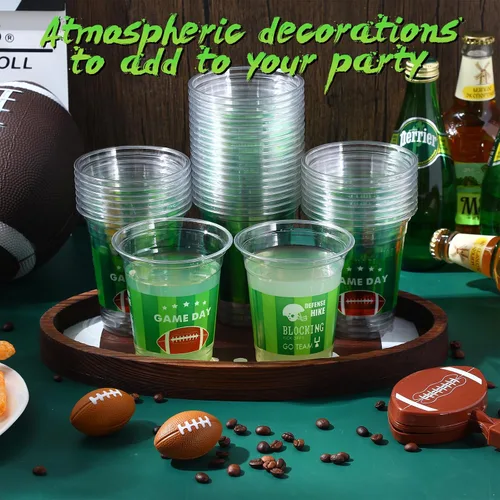 Vista 3 de Rtteri 100 vasos de plástico desechables para fiestas de fútbol de 12 onzas, para fiestas de fútbol, para fiestas de fútbol, suministros de regalos