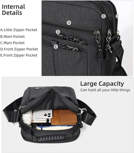 Vista 5 de KL928 Bolsa de mensajero para hombre Bolso cruzado de hombro, bolsa de viaje para hombre, bolso casual para trabajo y negocios