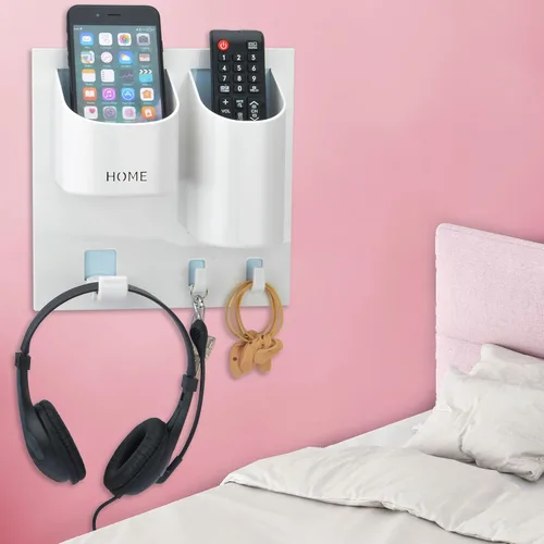 Vista 9 de Organizador de mesita de noche, adhesivo para colgar en la pared, estante flotante para entrada, correo/llaves, bueno para el hogar, dormitorio