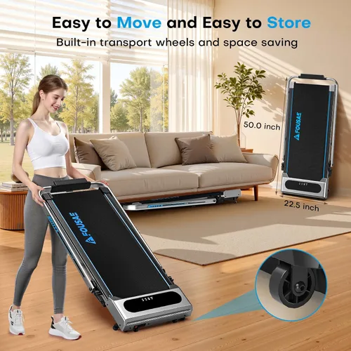 Vista 8 de Cinta de correr plegable 5 en 1, cintas de correr de 7.5 MPH para el hogar con aplicación compatible, cinta de correr con 10% de inclinación, unidad
