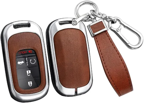 Vista 14 de ontto Funda de cuero para llavero con llavero de metal para llave de automóvil, compatible con Honda Accord Civic HR-V CR-V Pilot Sport SI EX EX-L
