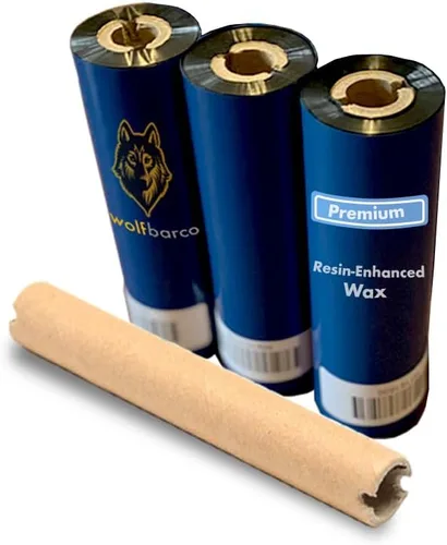 Vista 16 de Wolfbarco 1 Roll 1.57" x 1476' (40mm x 450m) Premium Resin Enhanced Wax Thermal Transfer Ribbon 1" Core, Coated Side Out for Zebra Printers
