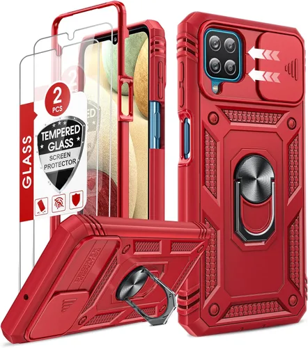 Vista 8 de LeYi Funda compatible con Samsung Galaxy A12: 2 protectores de pantalla para Galaxy A12 con cubierta de cámara deslizante, cubierta de grado militar